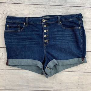 Torrid sz 24 Plus Jean Shorts Dark Wash Cuffed Inseam 3" Button Fly